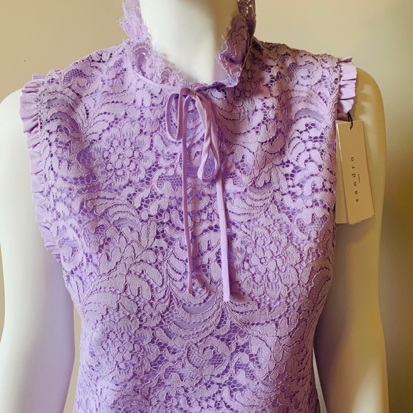 Sandro Paris Golda Lilac Mini Dress. - Picture 3 of 8